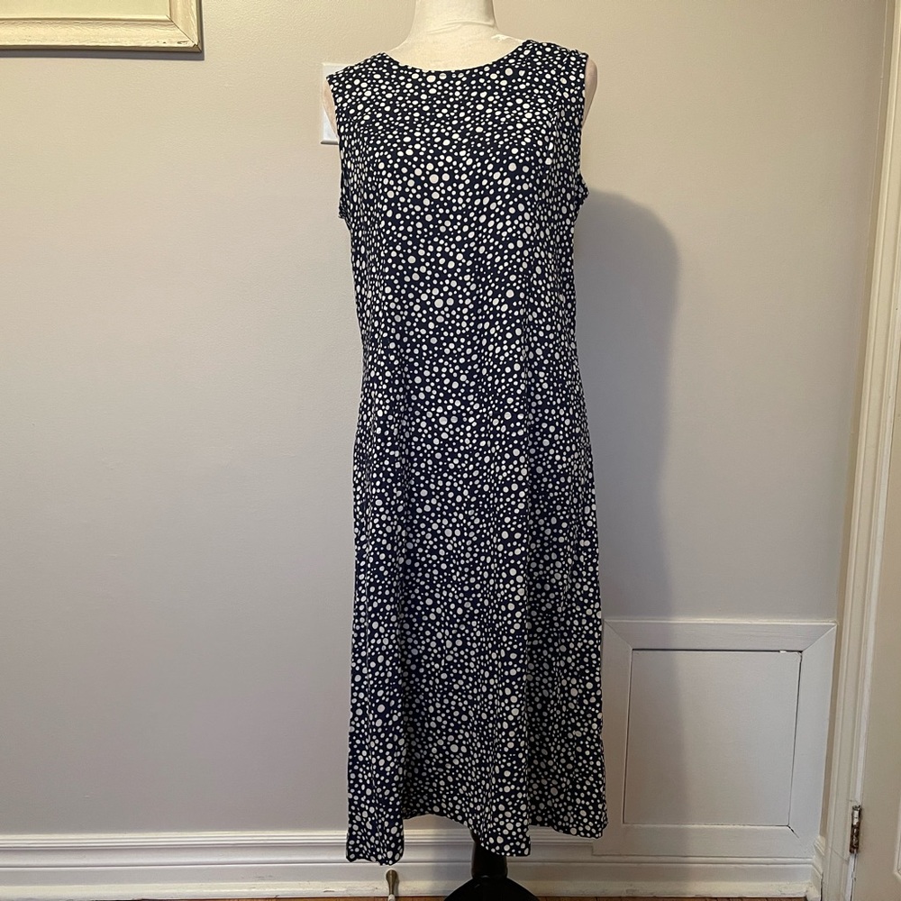 Vintage Blue and White polka dot midi dress